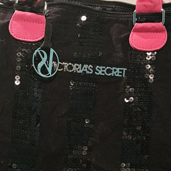 Victoria's Secret Black and Pink Modern Tote With Sequin - Picture 4 of 5